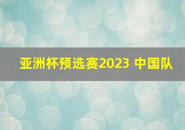 亚洲杯预选赛2023 中国队